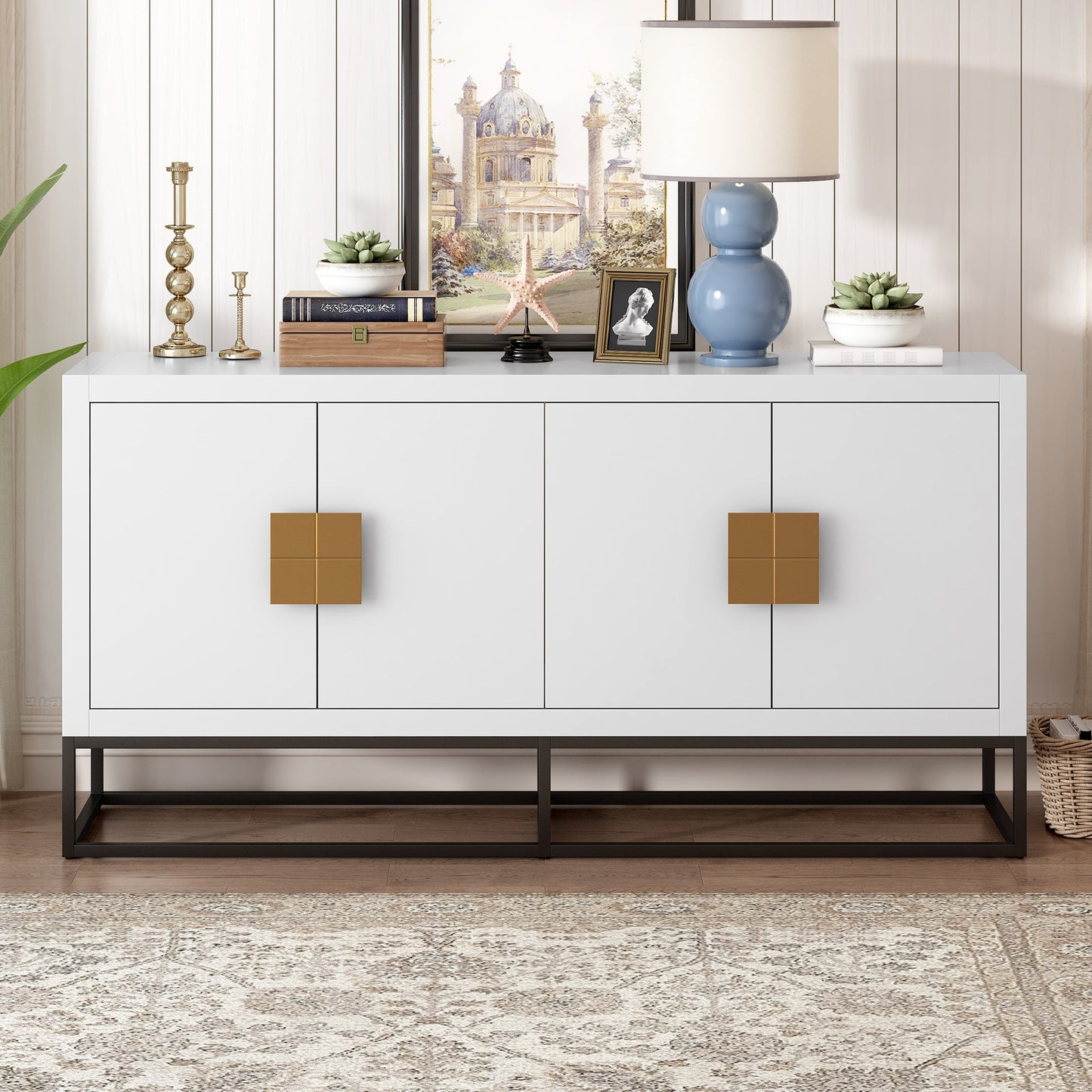 Light Luxury Designed Cabinet with Unique Support Legs and Adjustable