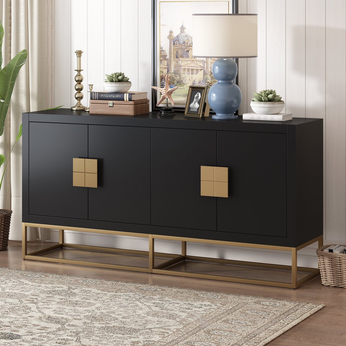 Light Luxury Designed Cabinet with Unique Support Legs and Adjustable