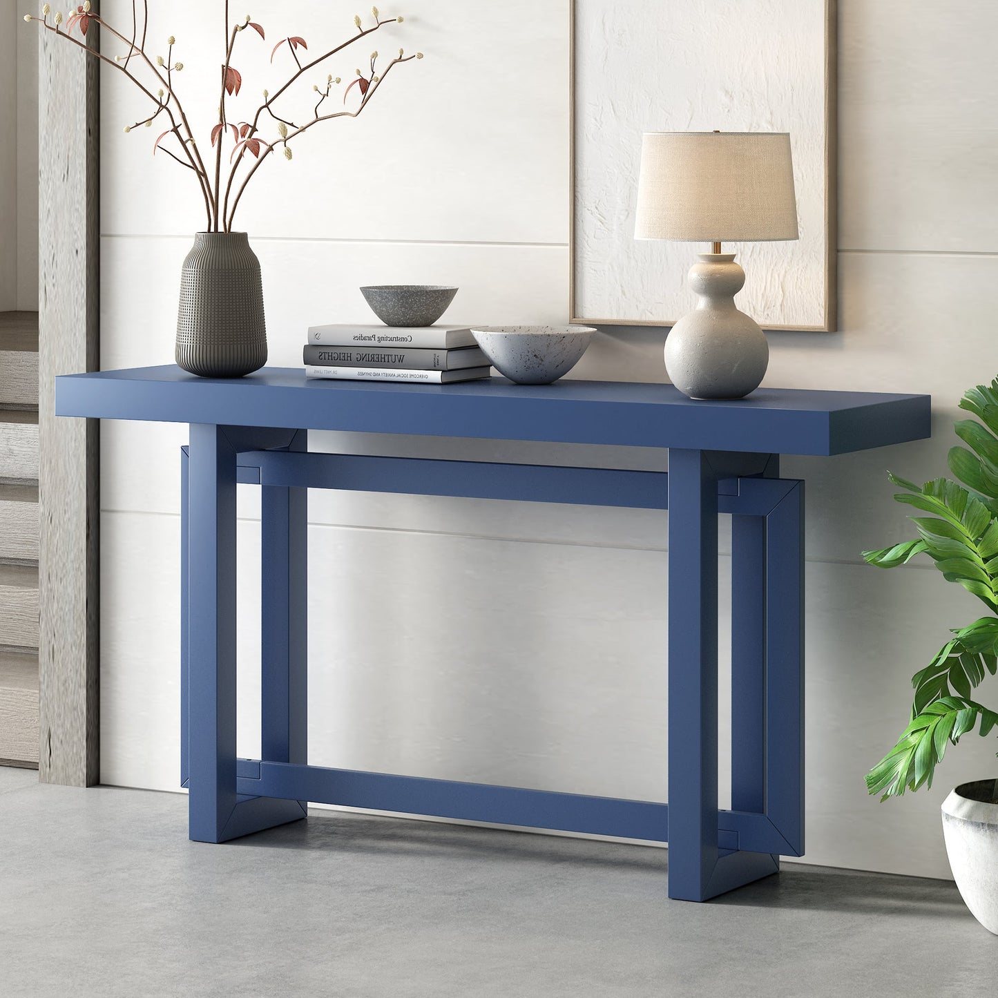 Contemporary Console Table with Wood Top, Extra Long Entryway Table