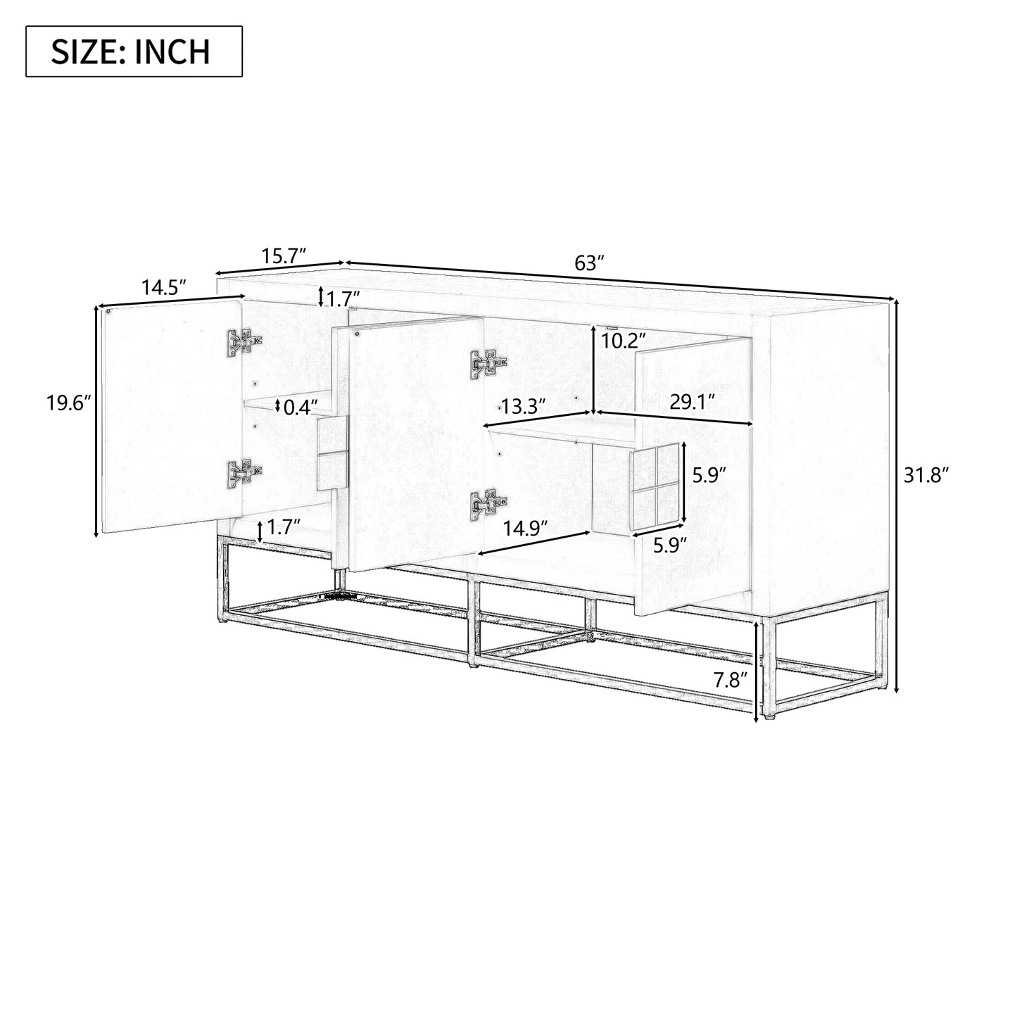 Light Luxury Designed Cabinet with Unique Support Legs and Adjustable