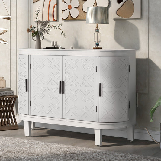 Accent Storage Cabinet Sideboard Wooden Cabinet with Antique Pattern