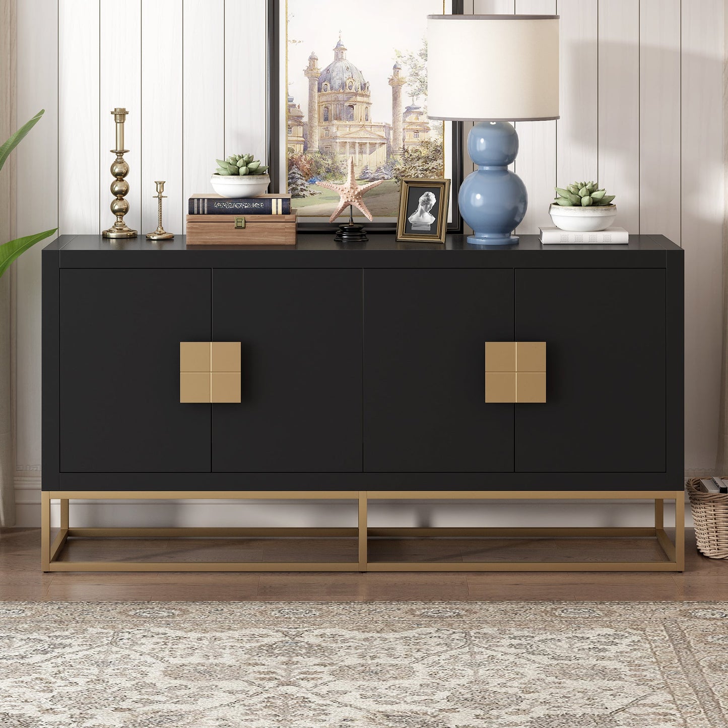 Light Luxury Designed Cabinet with Unique Support Legs and Adjustable