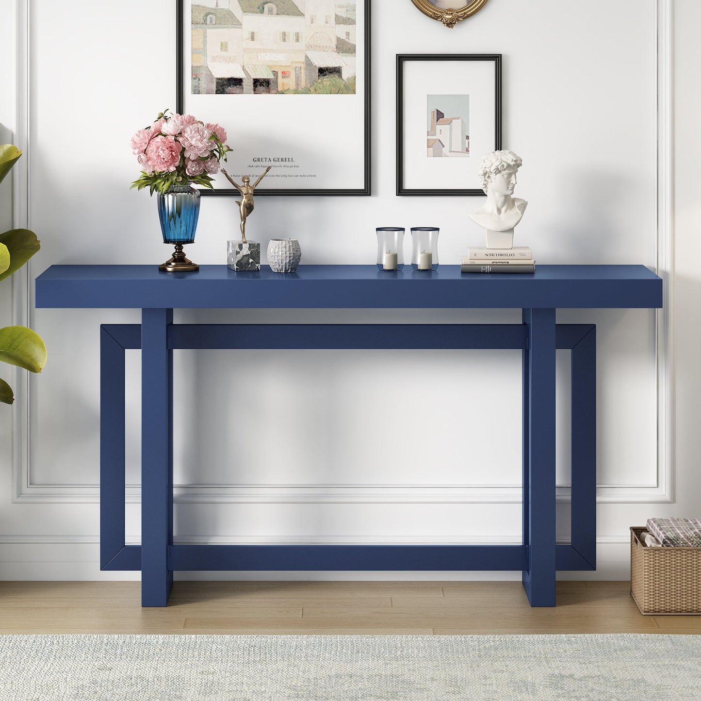 Contemporary Console Table with Wood Top, Extra Long Entryway Table